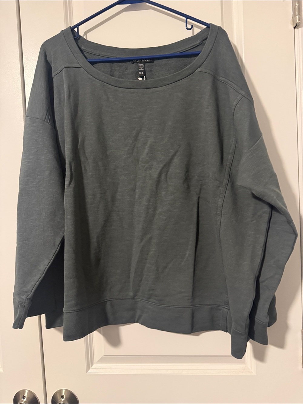 NWT Eileen Fisher Organic Terry Ballet Neck Long Sleeve Box Top 2x  Evergreen